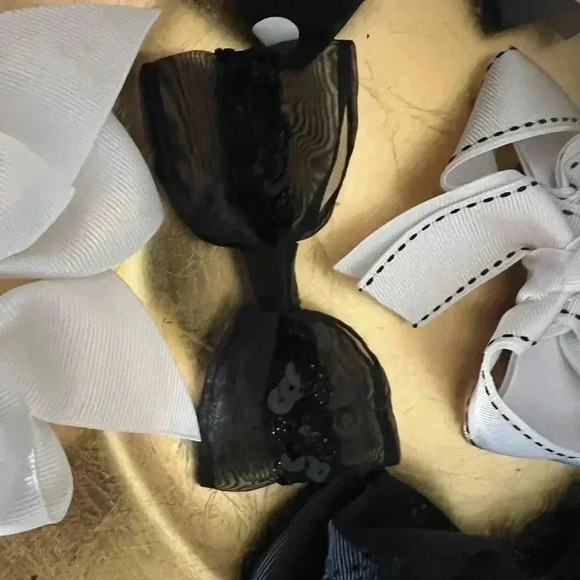 LOT OF 5 GIRLS HAIRBOWS BLACK/ BLACK&WHITE - Picture 7 of 9